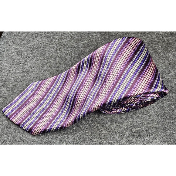 Ted Baker Tie 100% Italian Silk Repp Purple Designer London Luxury USA 59" - Picture 1 of 13
